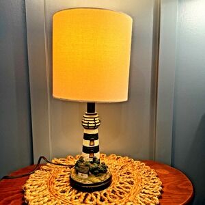 Nautical Lighthouse Lamp Resin Coastal Kitchen 17.5" Tall 3 Dimensional